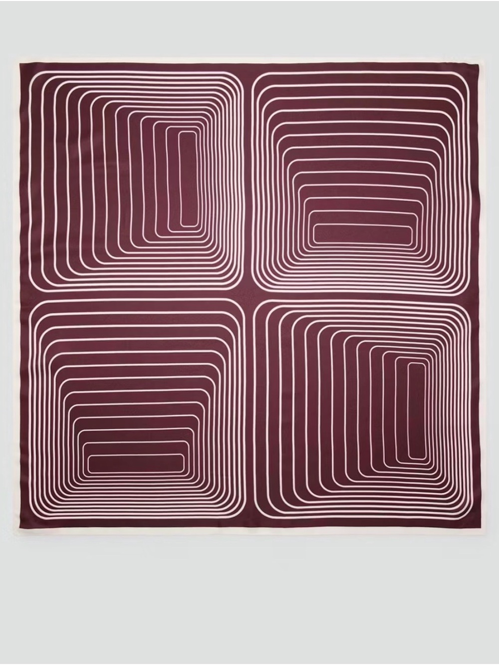 Mango Geometric Square Print SatinScarf - Burgundy & White